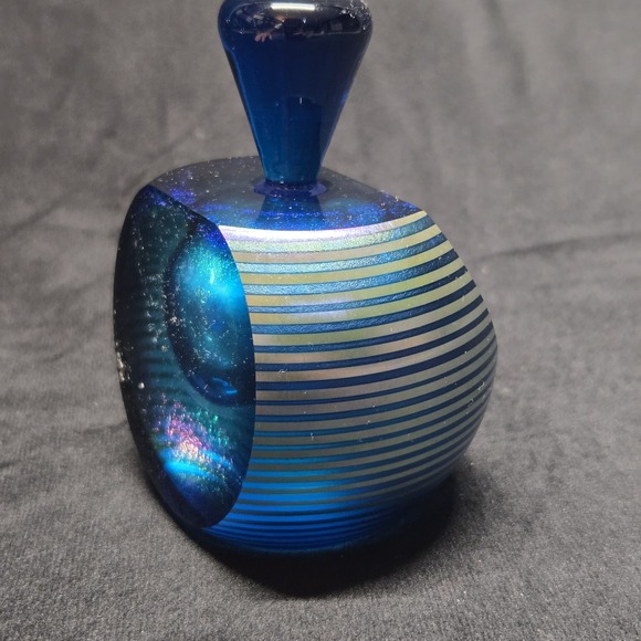 Correia Art Glass Perfume Bottle 1985 Signed LE 78/200 Cobalt Dichroic VTG - Picture 6 of 16